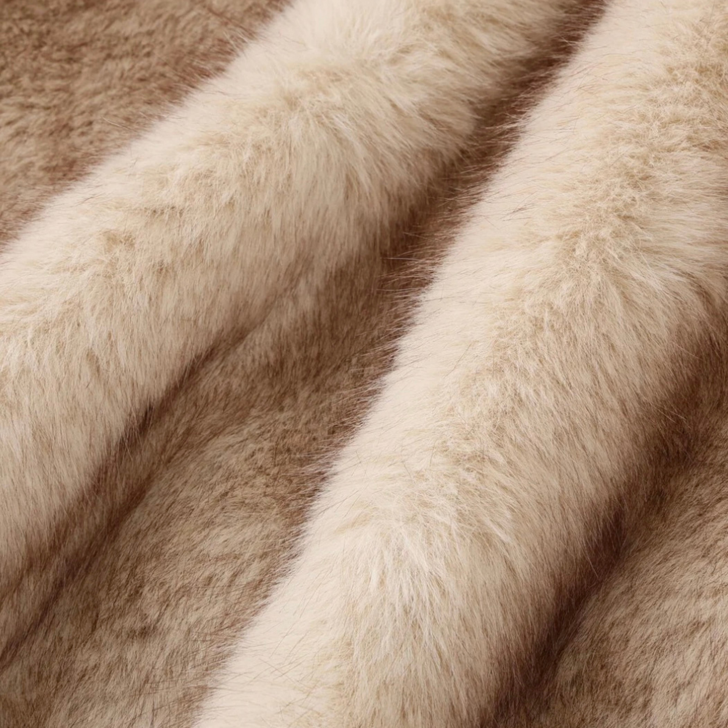 MITSUKI Reversible Fur Hoodie Jacket - Khaki / Beige Fur