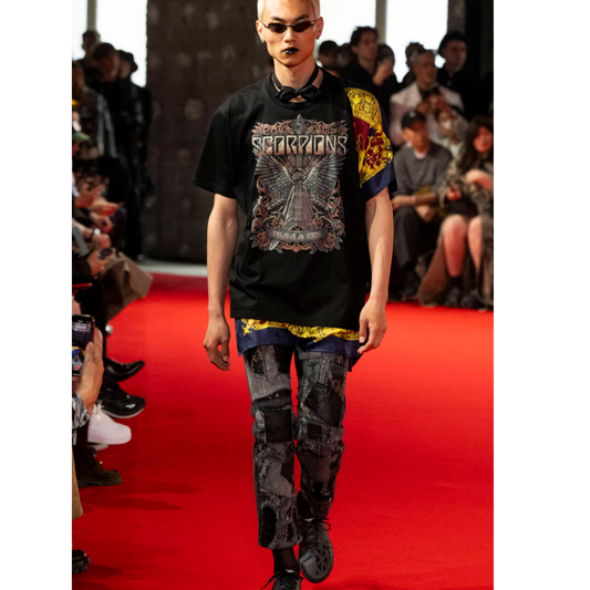 JUNYA WATANABE MAN SCORPIONS PRINTED SCARF TEE BLACK